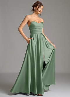 Azazie Ayla Brudtärnklänningar Klä av A-Linje i Stretch Satin Korsett Matcha image6