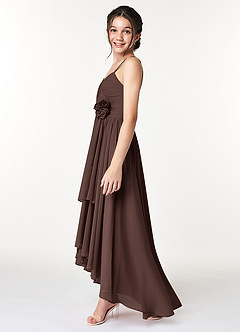 Azazie Catalina Junior Ganache A-Line Ruched Chiffon Dress image5