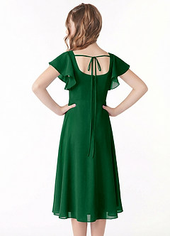 Azazie Bondi Junior Linia A Marszczony Szyfon Długość herbaty Młodsza druhna Sukienka image3