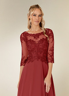 Azazie Monza Mother of the Bride Dresses Rust A-Line Lace Chiffon Dress image5