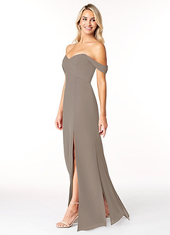 Azazie Joretta Bridesmaid Dresses Taupe A-Line Sweetheart Neckline Chiffon Convertible Dress image4