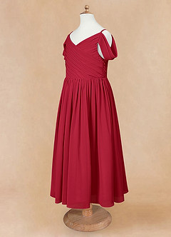 Azazie Chelle Flower Girl Dresses Scarlet A-Line Pleated Chiffon Dress image8