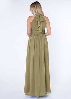 Azazie Iman Bridesmaid Dresses Moss Green A-Line A-Line Ruched Chiffon Dress image2