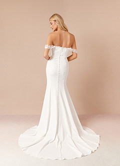 Azazie Guinevere Wedding Dresses Diamond White Mermaid Sequins Stretch Crepe Dress image2