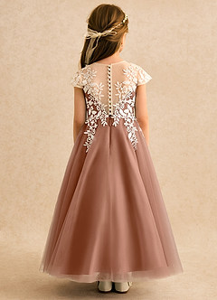 Azazie Dandelion Flower Girl Dresses Bronzer Ball-Gown Lace Dress image5