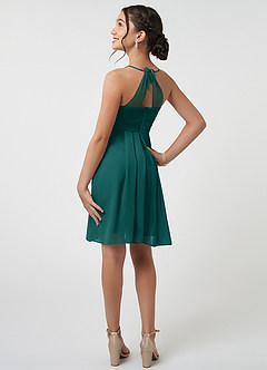 Azazie Ginny Junior Peacock A-Line Pleated Chiffon Dress image4