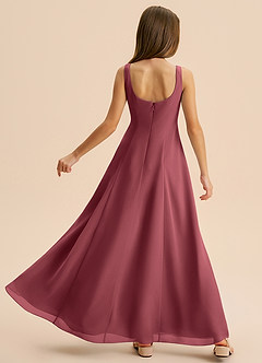 Azazie Lambie Junior Merlot A-Line Pleated Chiffon Dress image8