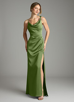 Azazie Samara Suknie dla druhen Syrena Pofałdowany Satyna elastyczna Do ziemi Sukienka image1