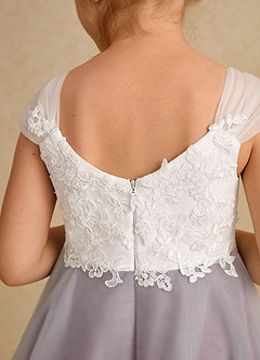 Azazie Momo Flower Girl Dresses Ivory Dusty Rose A-Line Lace Dress image7