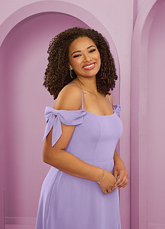 Barbie ♥ Azazie Jurken voor bruidsmeisjes Converteerbaar Jurk van Chiffon met A-Lijn Off the Shoulder Lila image3