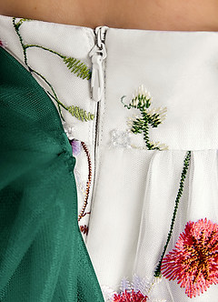 Azazie Peppa Blumenmädchenkleider A-Linie Herzausschnitt Tüll Kleid Elfenbein Smaragd image7
