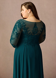 Azazie Marge Mother of the Bride Dresses Pine A-Line Scoop Lace Chiffon Dress image12