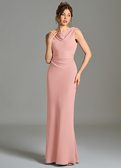Azazie Kieryn Bridesmaid Dresses Rosette Mermaid Pleated Chiffon Dress image4