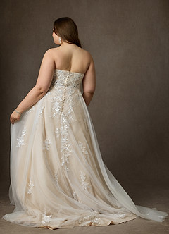 Azazie Keri Bröllopsklänningar Klä av Balklänning i Spets Axelbandslös Diamant Vit Champagne image14