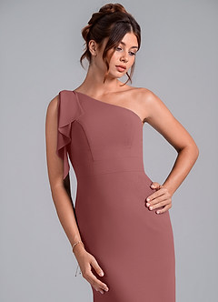 Azazie Rinna Bridesmaid Dresses Amethyst Mermaid One Shoulder Chiffon Dress image6