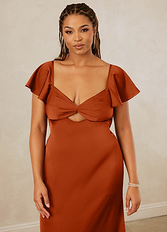 Christian Siriano Bridal for Azazie 1005 Bridesmaid Dresses Burnt Orange Sheath Sweetheart Neckline Stretch Satin Dress image28