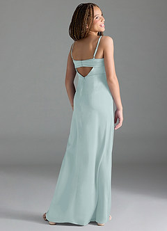 Azazie Leonis Junior Mist A-Line Pleated Stretch Satin Dress image5