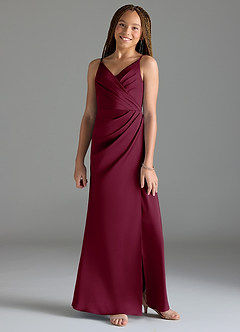 Azazie Maci Junior Klä av Sjöjungfru i Stretch Satin Plisserad image1