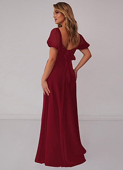 Barbie ♥ Azazie Bridesmaid Dresses Burgundy A-Line Pleated Chiffon Dress image2