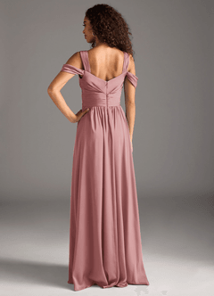 Azazie Lianne Bridesmaid Dresses Dusty Rose A-Line Off the Shoulder Stretch Satin Dress image5