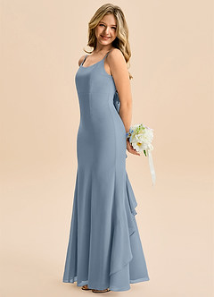 Azazie Lioren Junior Robe Sirène en Mousseline de soie Arc Bleu Poussiéreux image2