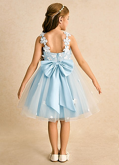 Azazie Junebug Flower Girl Dresses Ivory Sky Blue Ball-Gown Lace Tulle Dress image1
