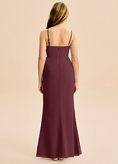 Azazie Buzzy Junior Robe Fourreau en Mousseline de soie Plissée Cabernet image5