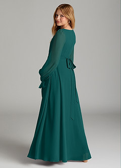 Azazie Leonia Junior Peacock A-Line with Pockets Chiffon Dress image2