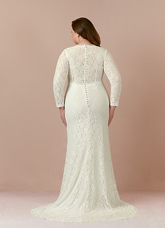 Azazie Indie Wedding Dresses Cream Sheath V-Neck Tulle Dress image9
