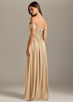 Azazie Calianna Bridesmaid Dresses Champagne A-Line Off the Shoulder Stretch Satin Convertible Dress image10