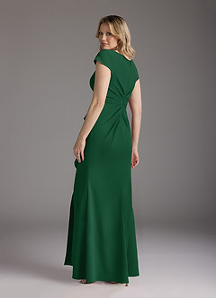 Azazie Tana Mother of the Bride Dresses Dark Green Mermaid V-Neck Pleated Stretch Crepe Dress image2