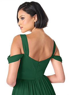 Azazie Lianne Bridesmaid Dresses Dark Green A-Line Off the Shoulder Chiffon Dress image6