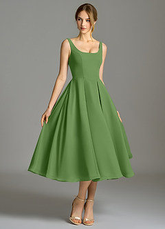 Azazie Amalie Bridesmaid Dresses Basil A-Line Pleated Chiffon Dress image3