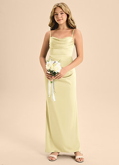 Azazie Mai Junior Lemon Sorbet A-Line Sweetheart Neckline Stretch Satin Dress image4