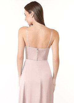 Azazie Halsey Brautjungfernkleider Etui Seitliche Cut-Outs Stretch-Satin Kleid Zartrosa image3