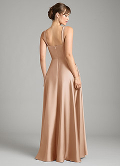 Azazie Shaude Bridesmaid Dresses English Rose A-Line Pleated Stretch Satin Dress image2