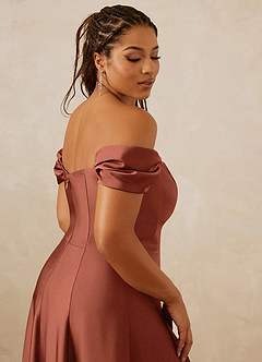 Christian Siriano Bridal for Azazie 1002 Bridesmaid Dresses Clay A-Line Off the Shoulder Stretch Satin Convertible Dress image10