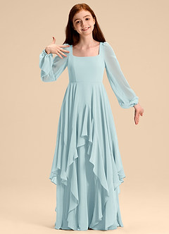 Azazie Clara Junior Abito A-Line in Chiffon Blusa Sea Glass image3