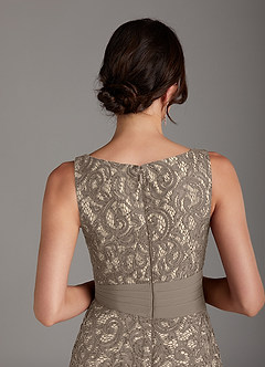 Azazie Beth Mother of the Bride Dresses Taupe Champagne A-Line Scoop Sequins Chiffon Dress image9
