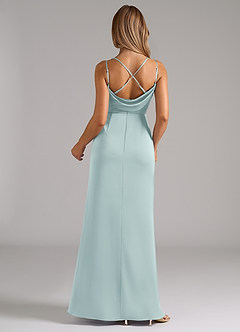Azazie Callan Brautjungfernkleider Wandelbar A-Linie Plissee Stretch-Satin Kleid Nebel image2
