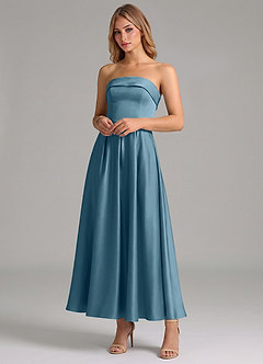 Azazie Lucienne Brudtärnklänningar Klä av A-Linje i Stretch Satin Plisserad Bermuda image4