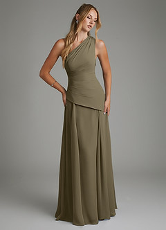 Azazie Holly Bridesmaid Dresses Willow Green A-Line Corset Chiffon Dress image3