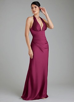 Azazie Torrance Bridesmaid Dresses Red Plum Mermaid Corset Stretch Satin Dress image6