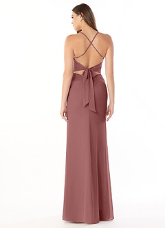 Azazie Aribella Final Sale Desert Rose Sheath Ruched Chiffon Dress image2