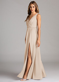 Azazie Tanicia Bridesmaid Dresses White Alabaster A-Line Pleated Stretch Satin Dress image5