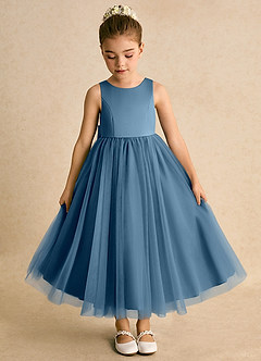 Azazie Solia Flower Girl Dresses Bermuda Ball-Gown Bow Tulle Dress image6