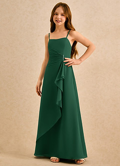 Azazie lolly Girls Formal Flower Girl Dresses Dark Green A-Line Pleated Chiffon Dress image5