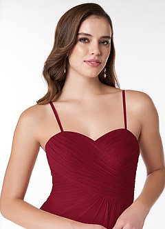 Azazie Arabella Allure Vestidos de damas de honor Vestido de Borgoña de Gasa de Corte en A Convertible con Escote de Corazón image14