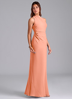 Azazie Evadne Bridesmaid Dresses Sunset A-Line Pleated Chiffon Dress image4