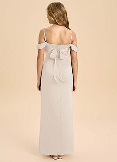 Azazie Saige Junior Robe Fourreau en Satin extensible Épaule décolletée Albâtre Blanc image2